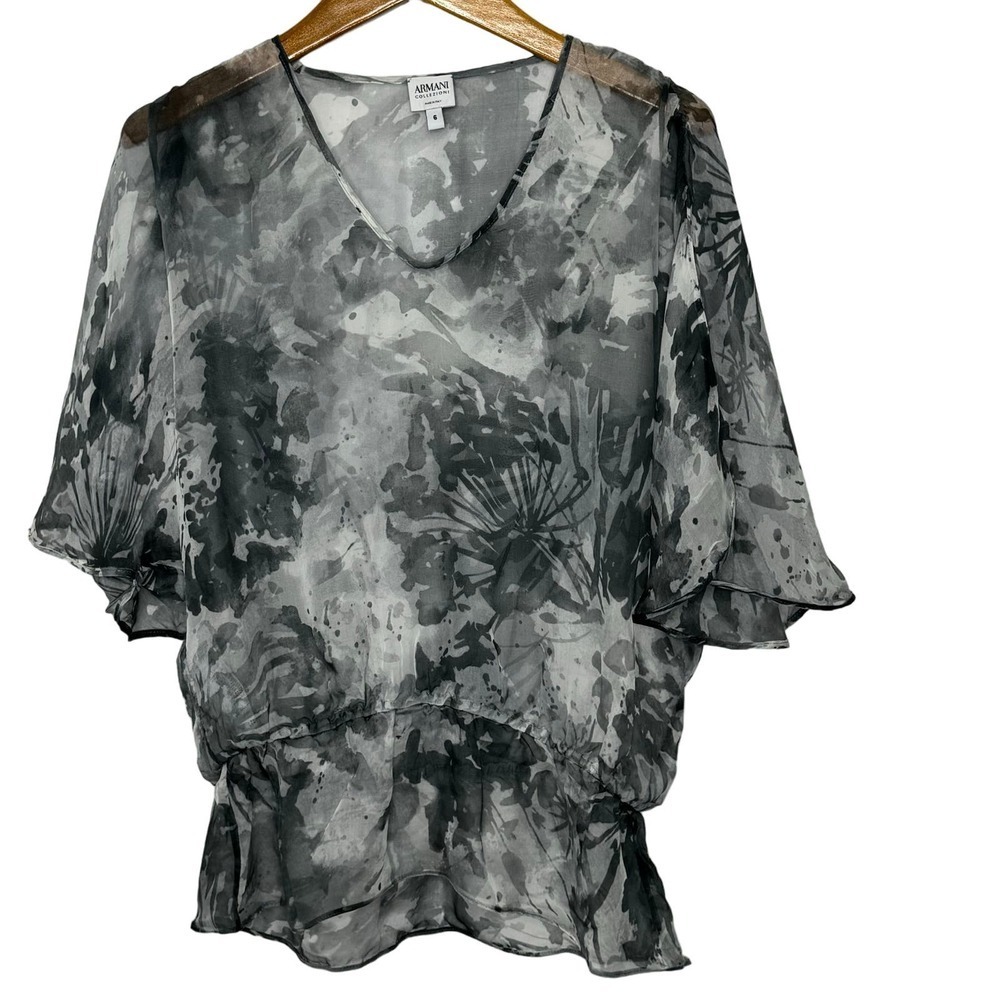 Armani Collezioni Sheer‎ Silk Top Women's Size 6